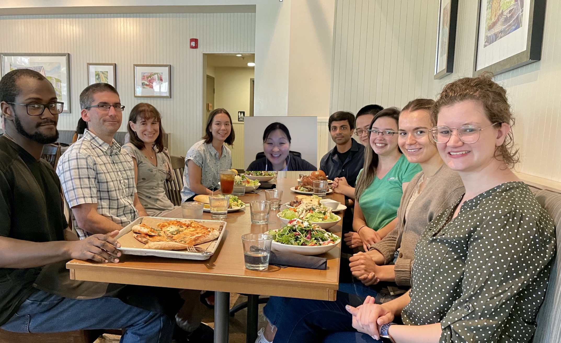 Lab members at lunch